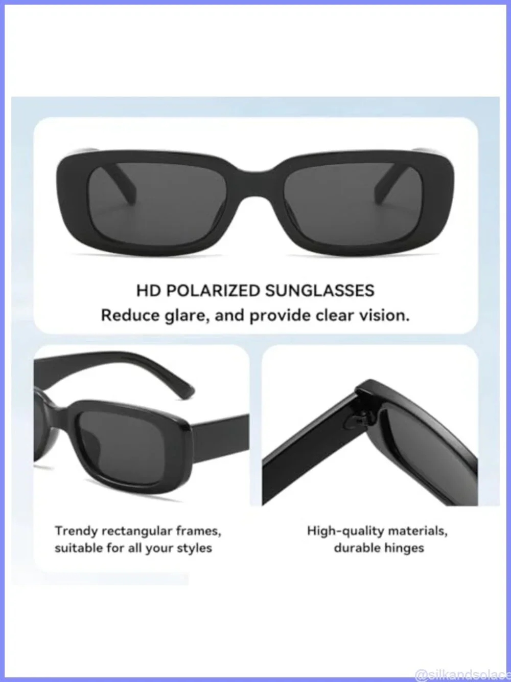 Polarized UV400 Rectangular Sunglasses Trendy Retro 90s Y2K